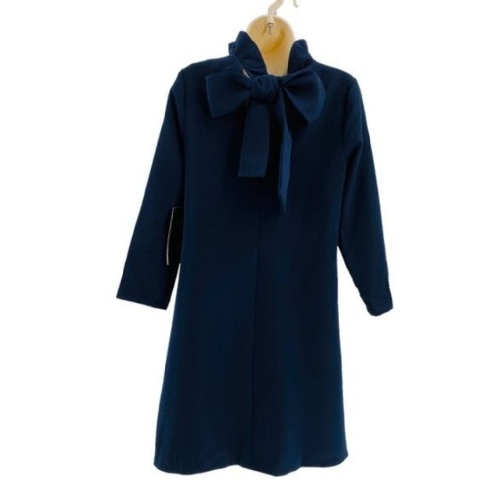 Tuckernuck | NEW Navy Daphne Bow High Neck Long Sleeve Mini Dress Size XL - Picture 7 of 11